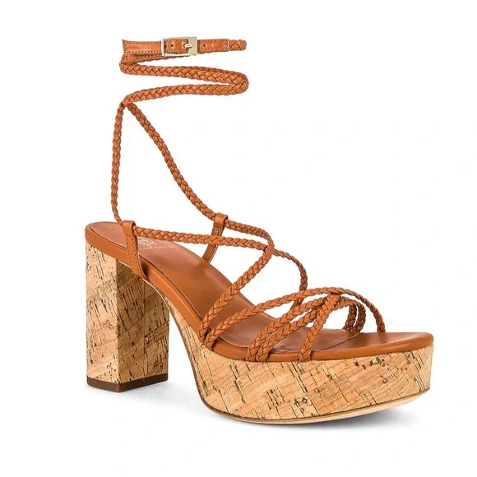 House Of Harlow Braided Gladiator Platform Sandals Rust Brown Strappy Sz 9.5